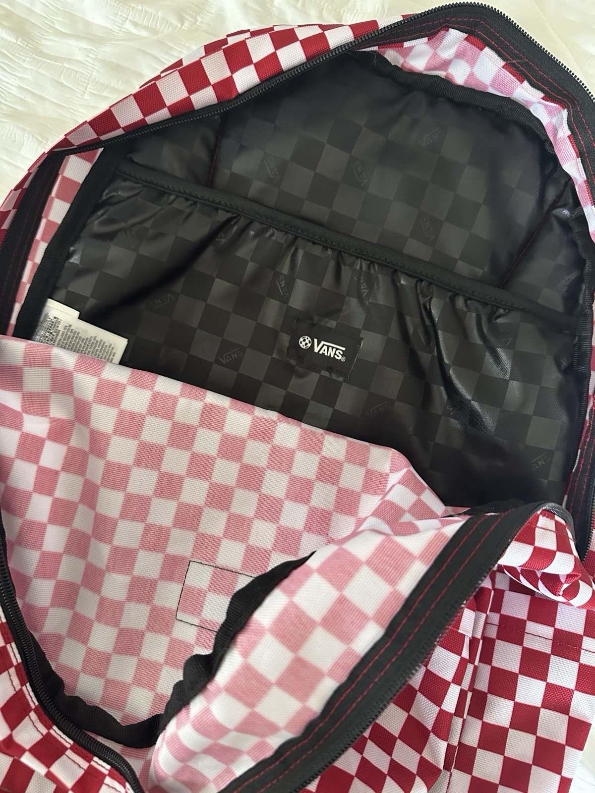 VANS OFF THE WALL Backpack Red White Check School Bag Checkered