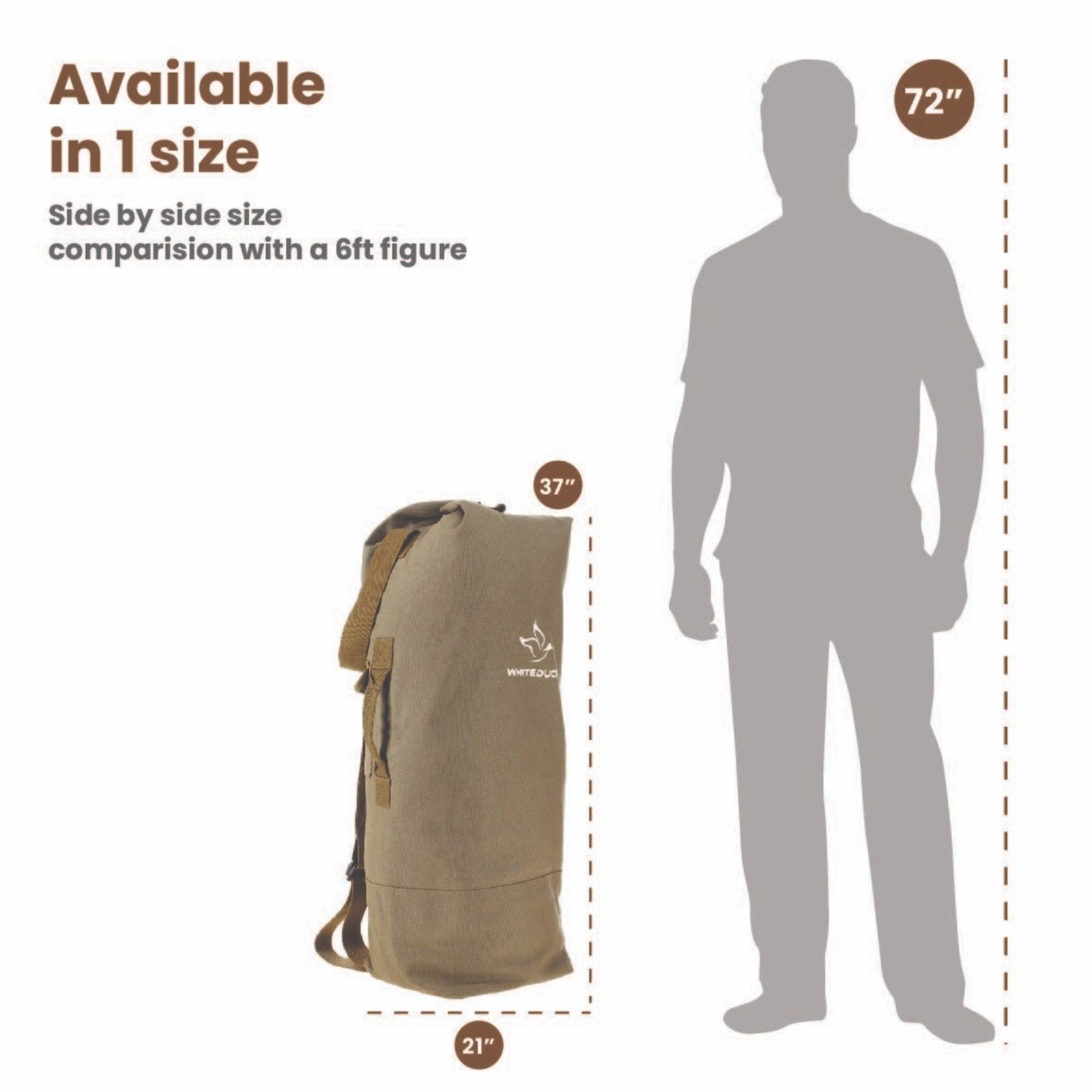 WHITEDUCK G.I Top Load Bag Canvas Duffle Bag 2 Strap Waterproof Military Outdoor