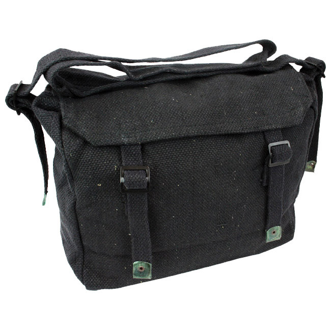 Highlander Military Webbing Haversack Shoulder Student Bread Bag Canvas Black