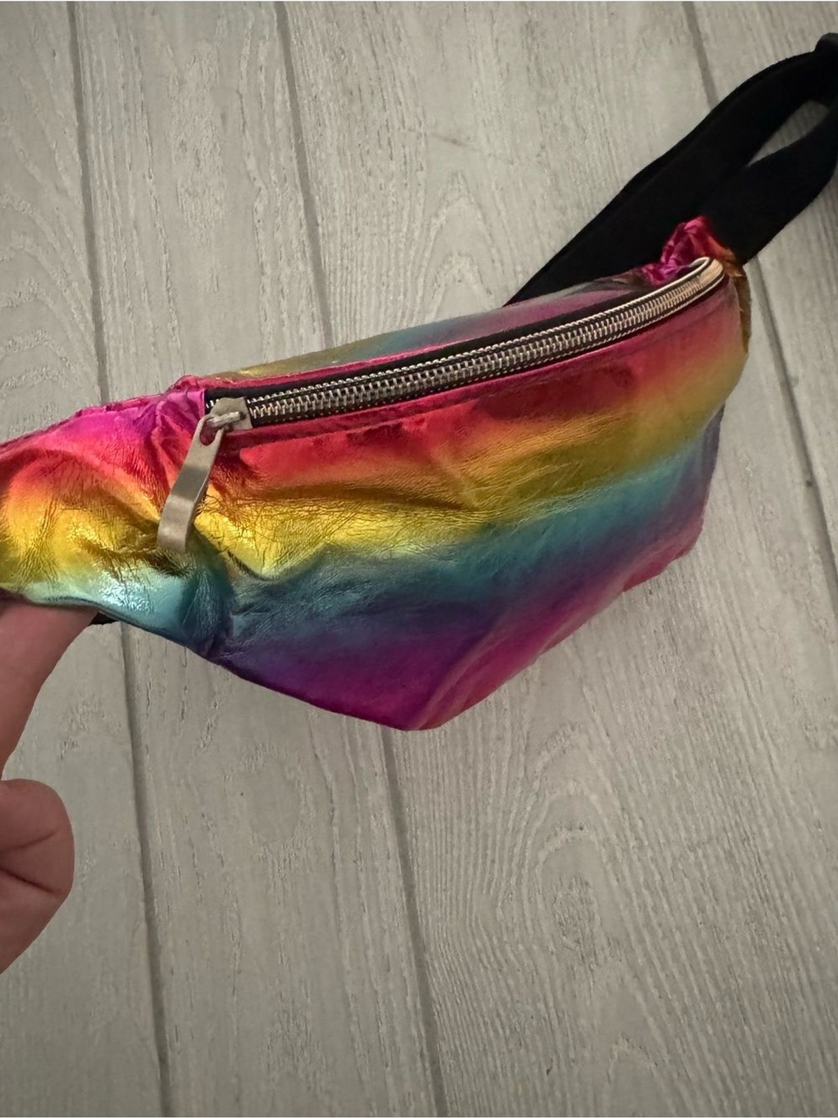 Rainbow multicolored, iridescent holographic waist pack, Fanny pack, travel bag
