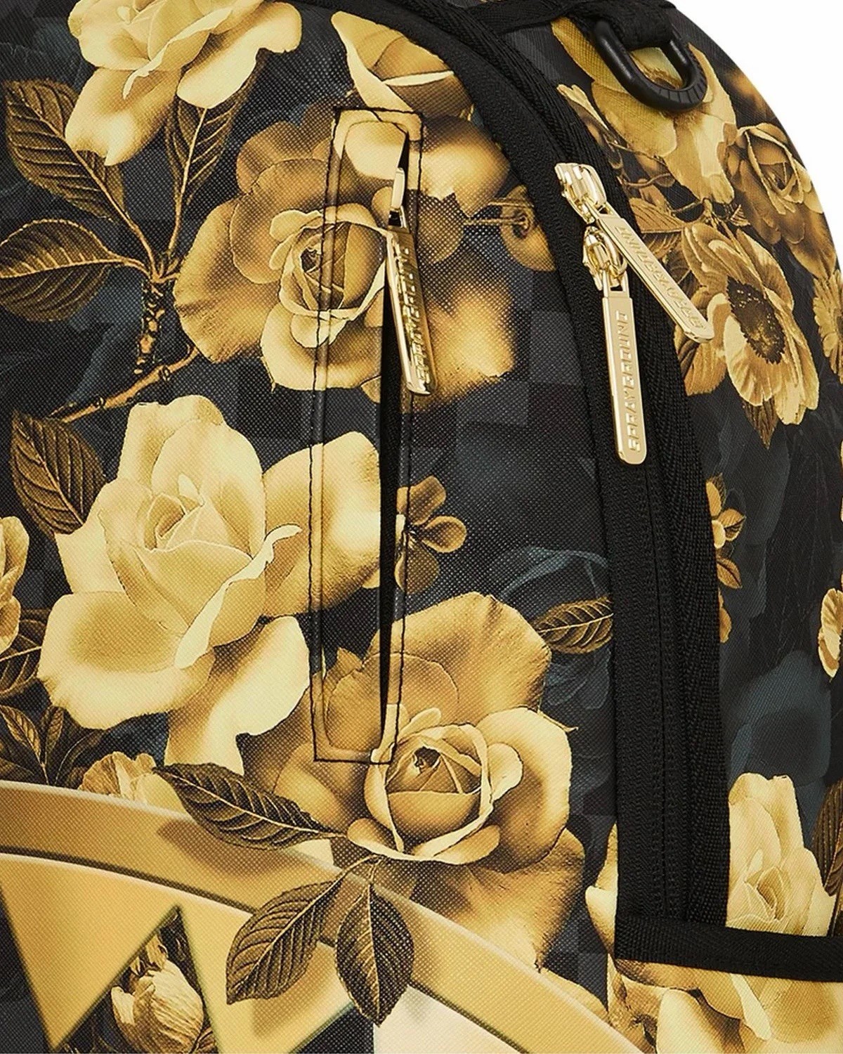 SPRAYGROUND LIMITED EDITION BACKPACK GOLD FLORAL REMIX SHARK ROSES METALLIC NEW