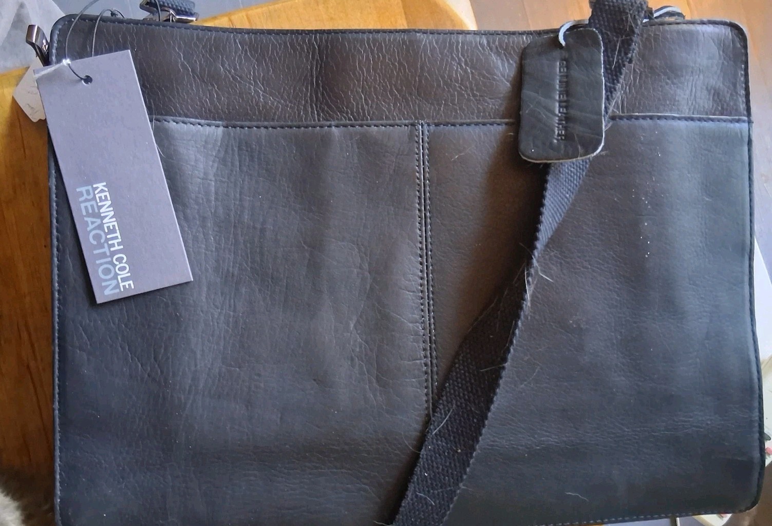 Kenneth Cole Reaction Leather Messenger Briefcase Laptop Bag “In First Case NEW