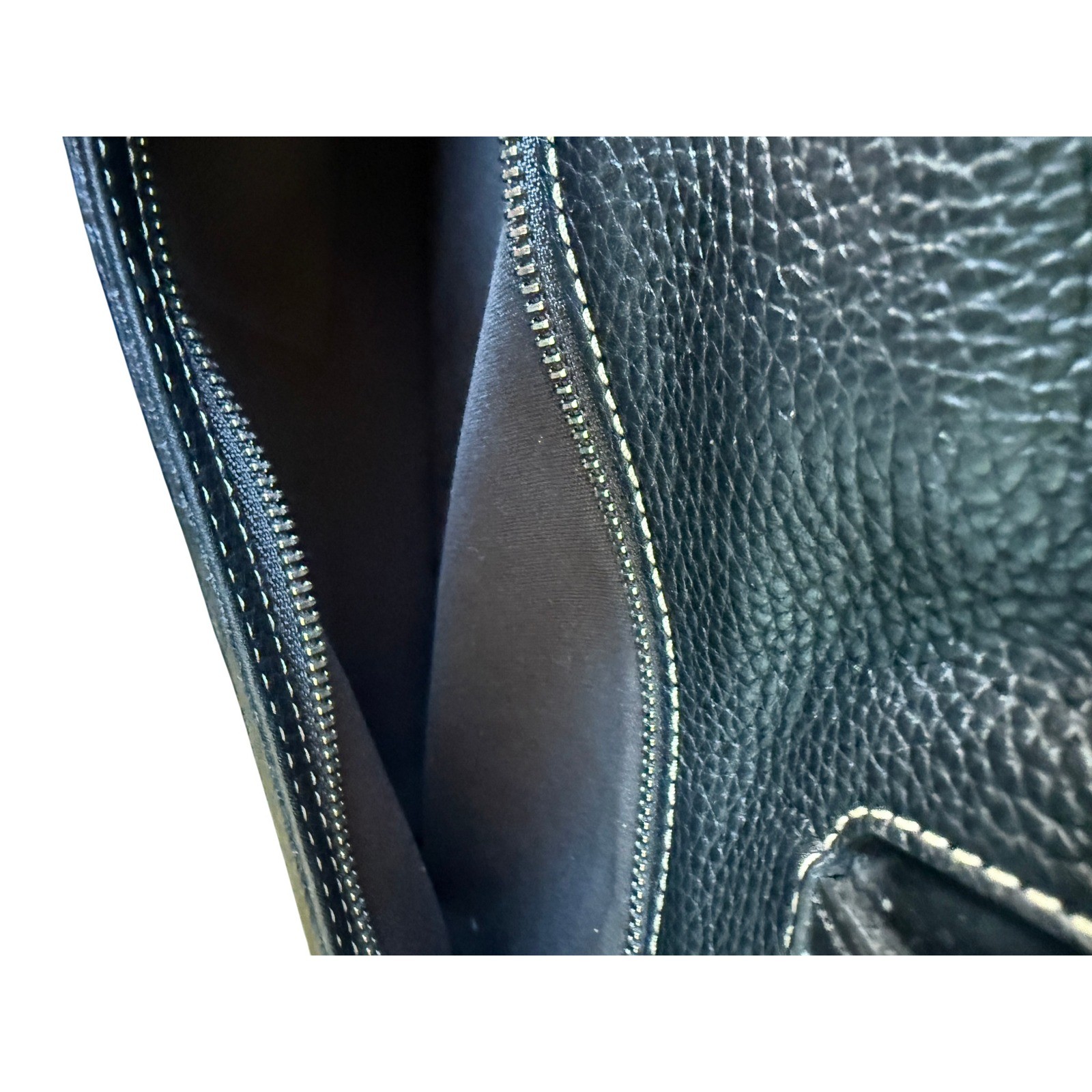 Cole Haan Black Pebbled Leather Briefcase Laptop Messenger Bag Contrast Stitch
