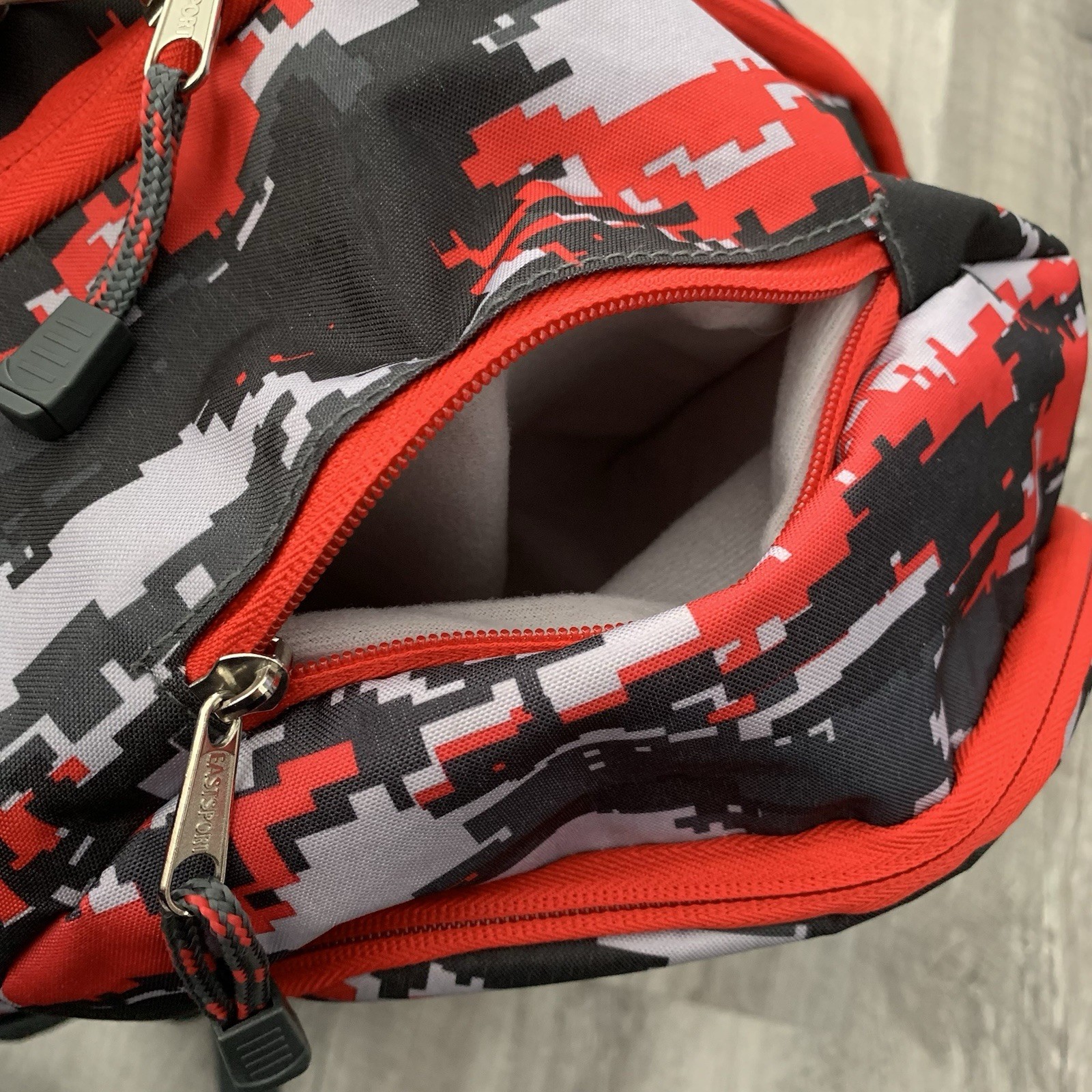 Eastport Access Backpack Unisex Digital Camo Red Black Gray