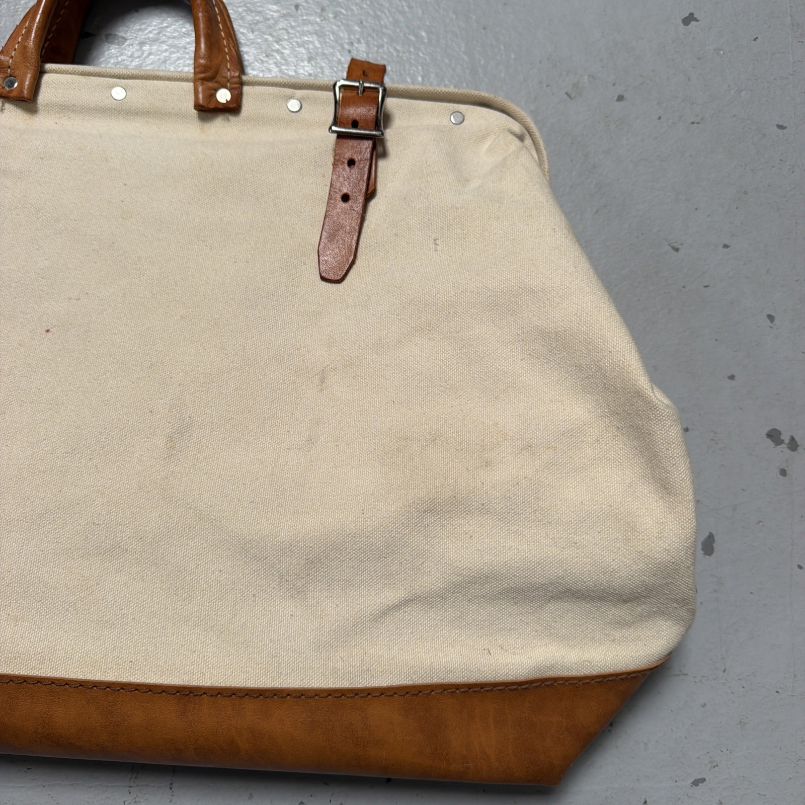 Vintage Brookstone Canvas Leather Lineman Tool Work Ranch Bag Made In USA