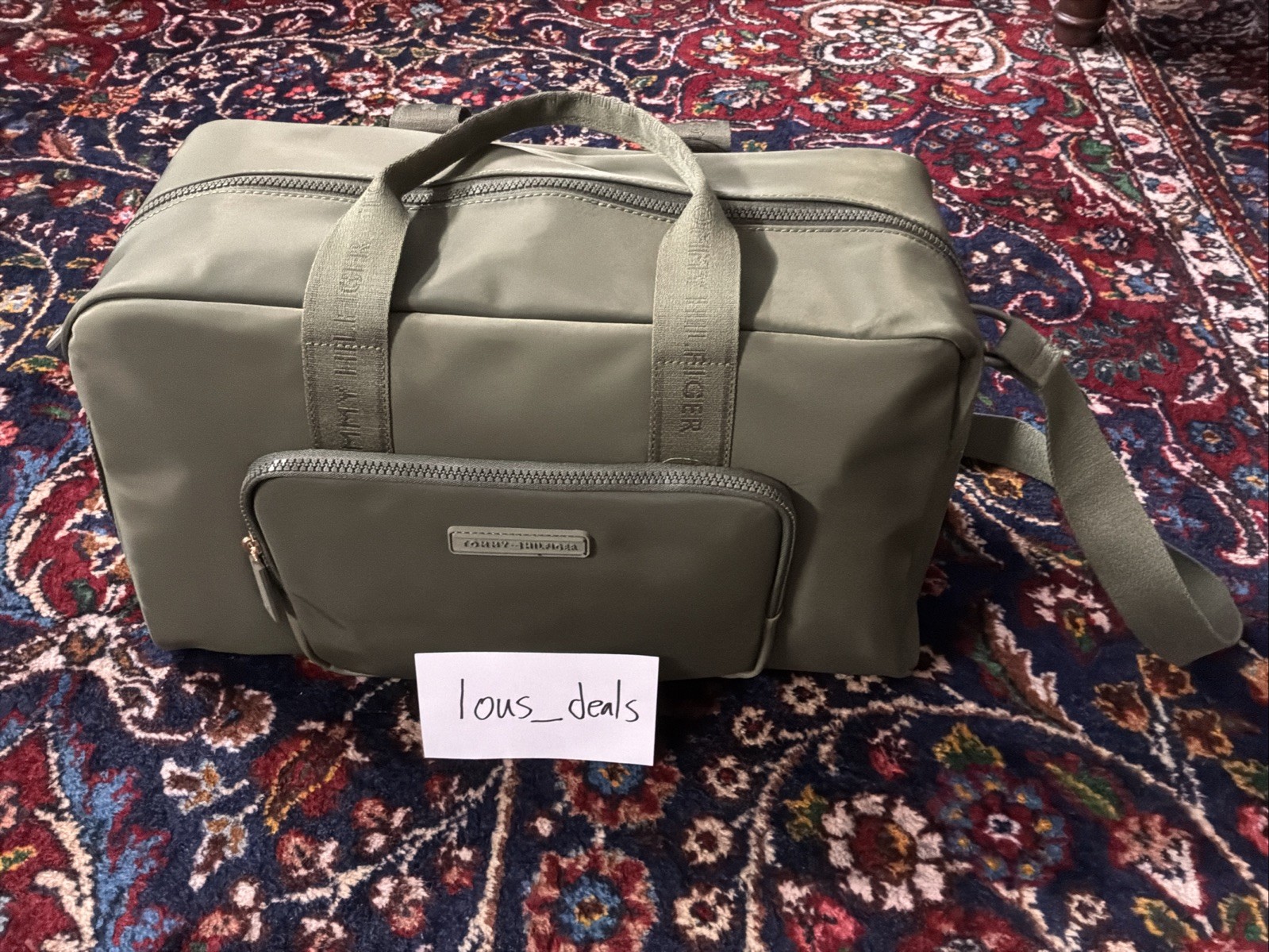 Tommy Hilfiger Sport Gym Travel Bag Olive Green MSRP $148 NEW