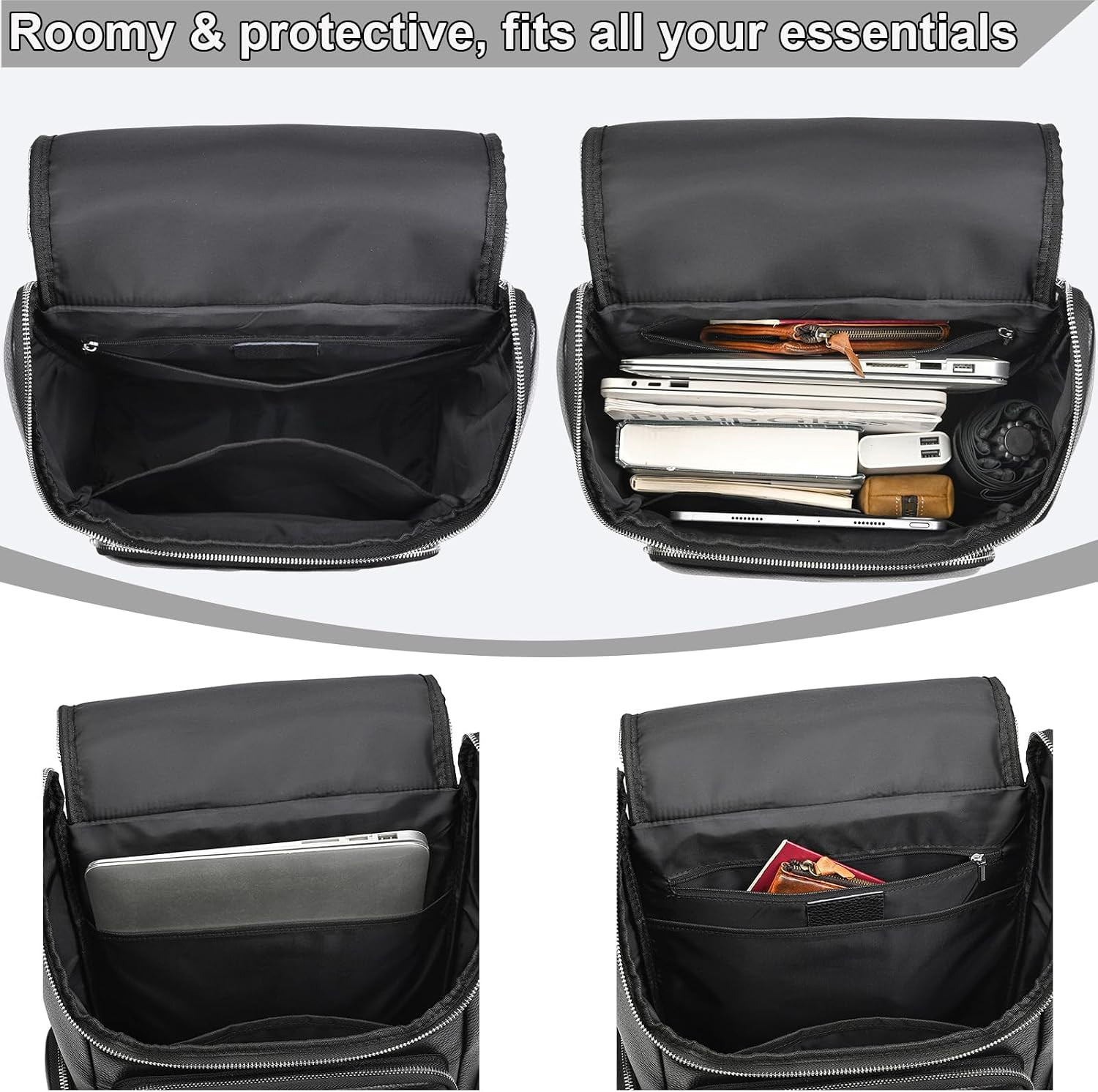 Genuine Leather Black Backpack – 15.6 Inch Business Laptop Backpack for Men & Wo