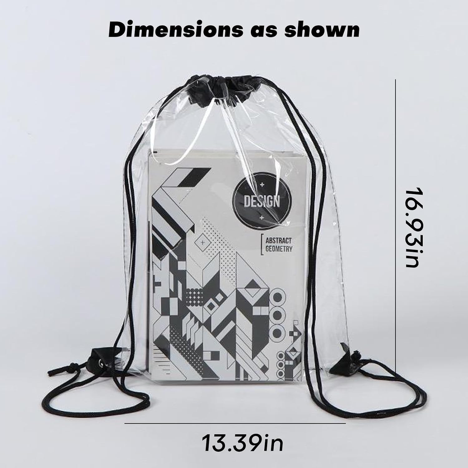 3 Pack Clear Drawstring Bags – Waterproof PVC See-Through Backpack Bags for Men