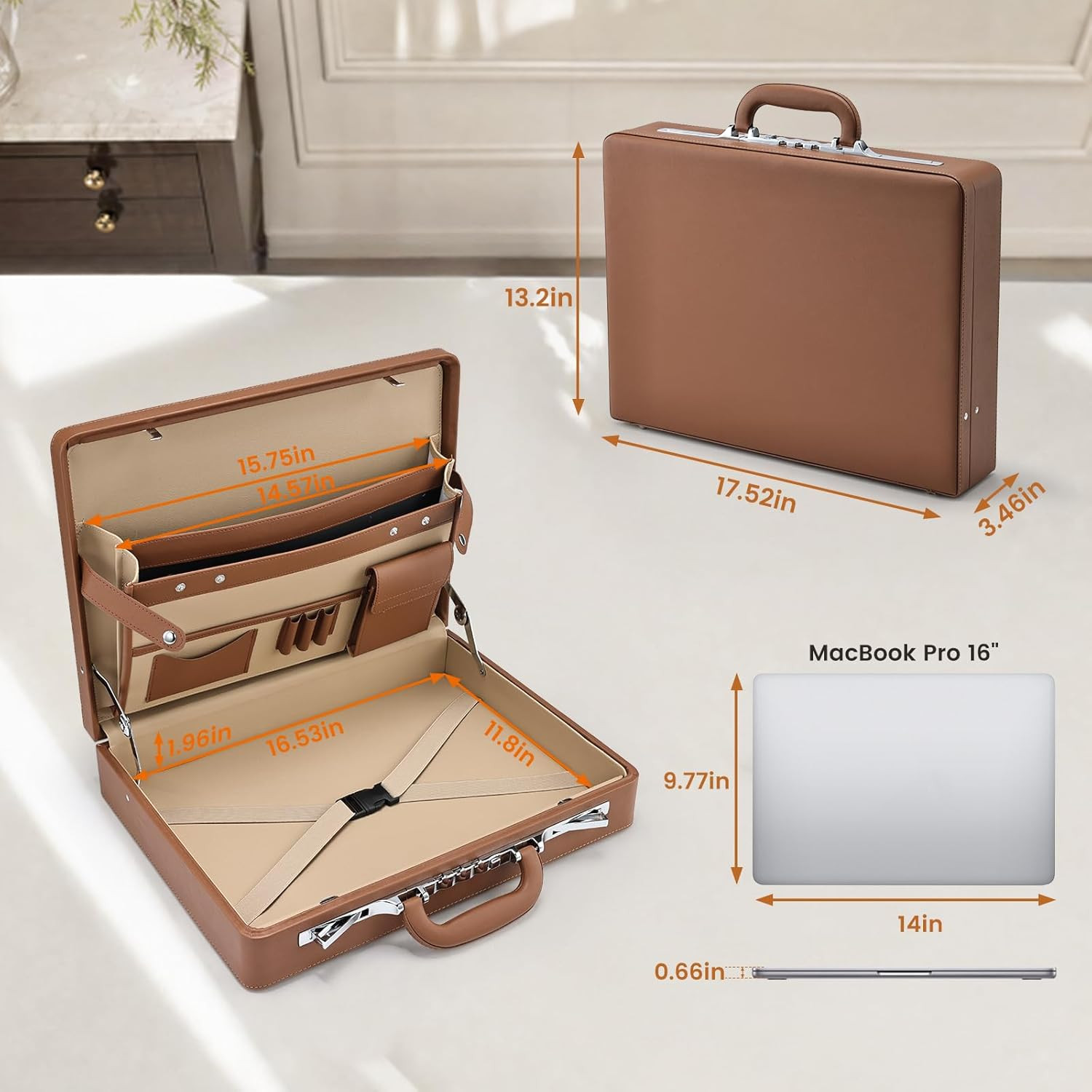 Briefcases for Men, Carrying Case Document Professional Leather Briefcase with L