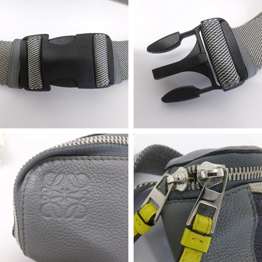 LOEWE Puzzle Sling Calfskin Nylon Gray Black Yellow 306.50.T57 Crossbody