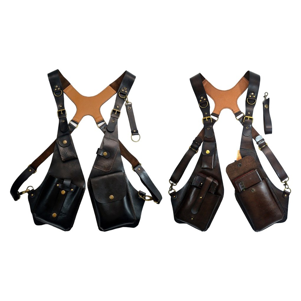 Men’s Underarm Shoulder Bag PU Leather EDC Chest Holster Phone Wallet Holder