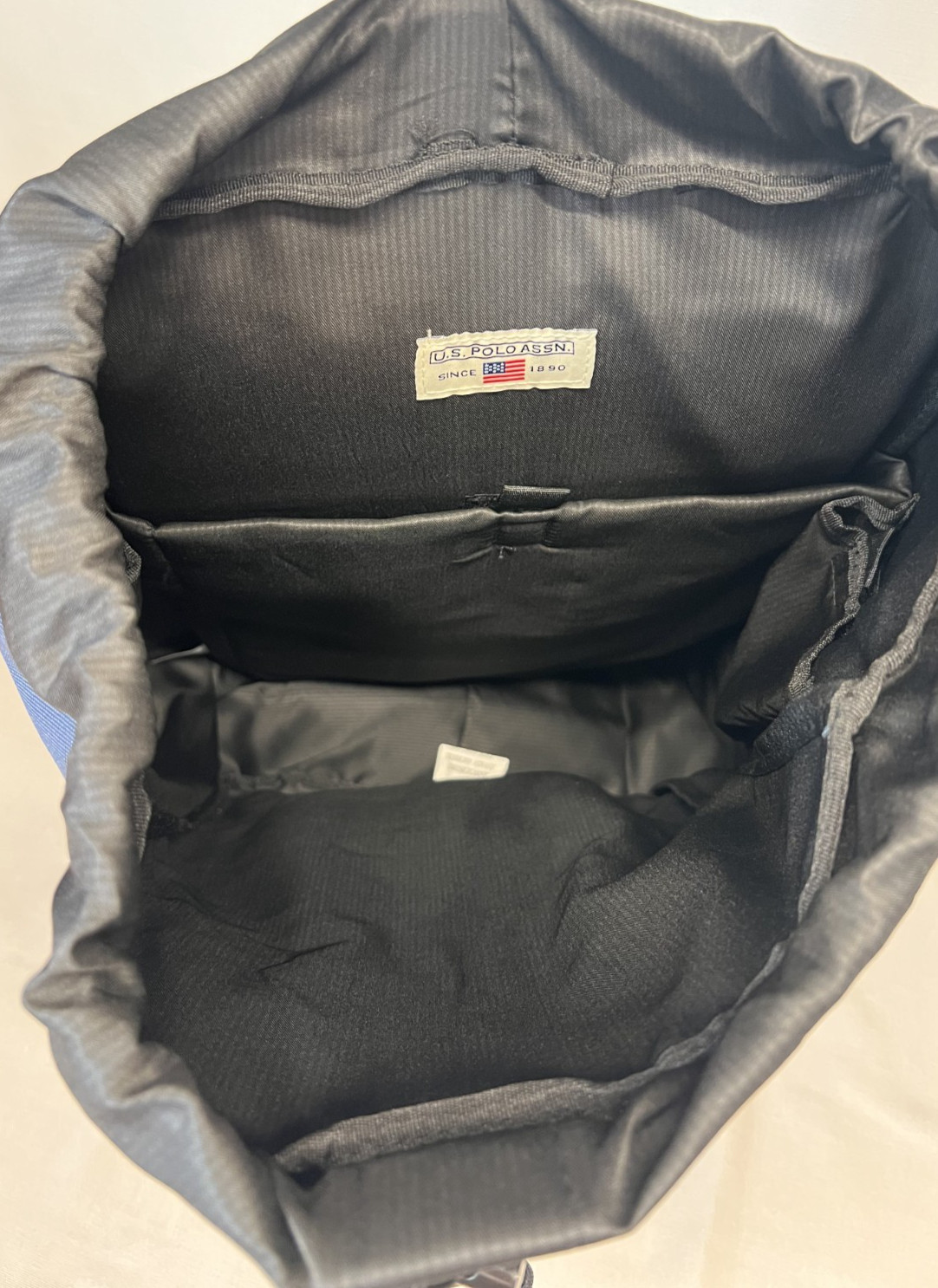 U.S. POLO ASSN. Unisex Top Loader Flap Backpack Navy Blue Water Resistant Travel