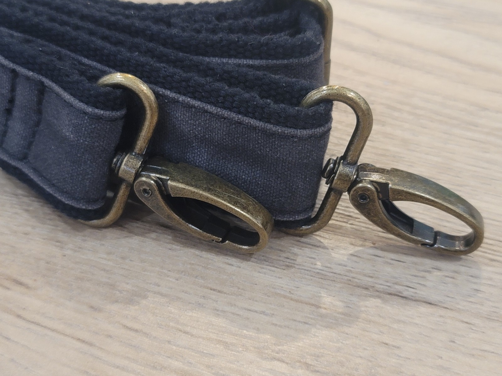 Black Duffle Bag Shoulder Strap Adjustable Bronze Hardware 54×1.5 NWOT