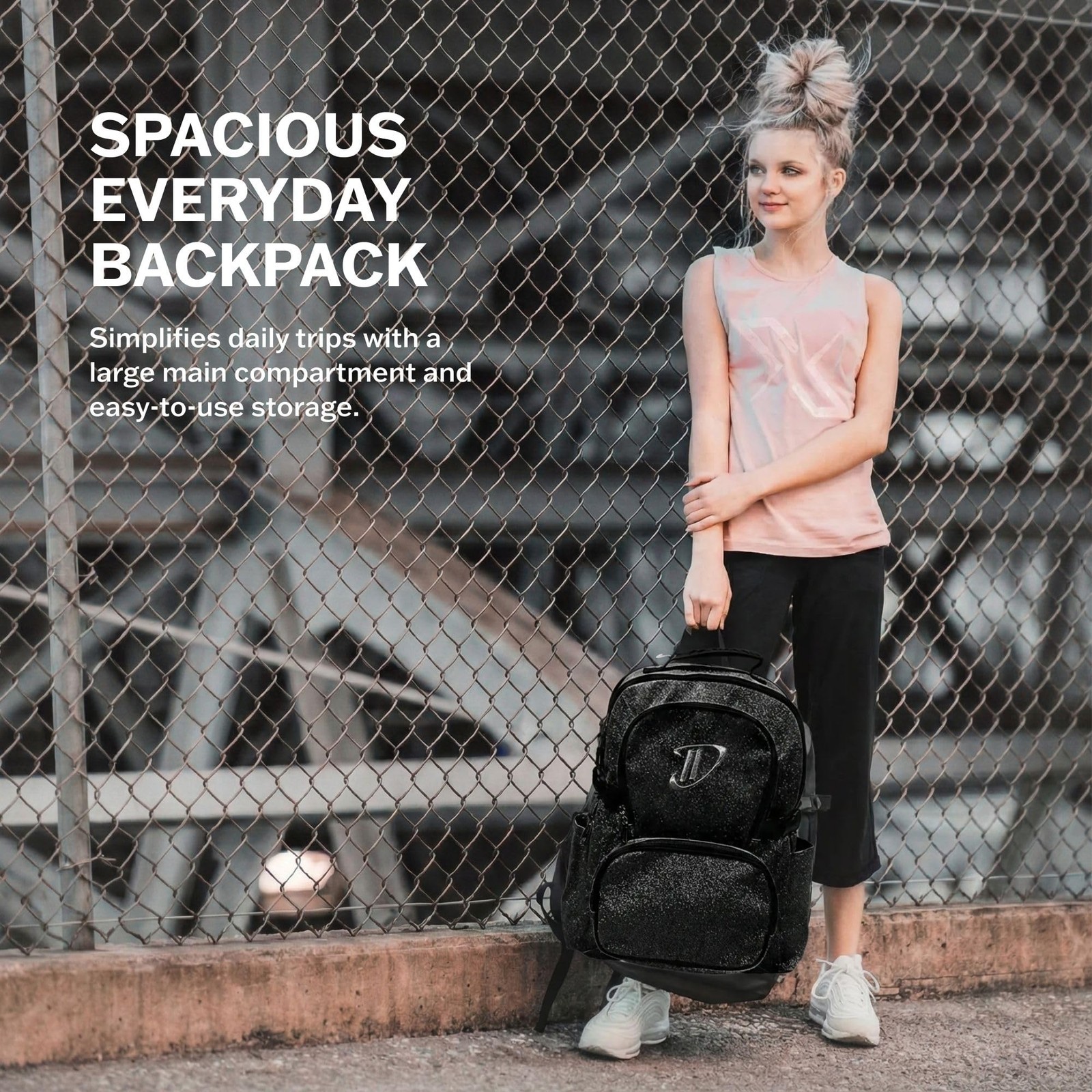 Pink Backpack for Women & Kids, Small Travel Bag, Water-Resistant, 17.5″x14″