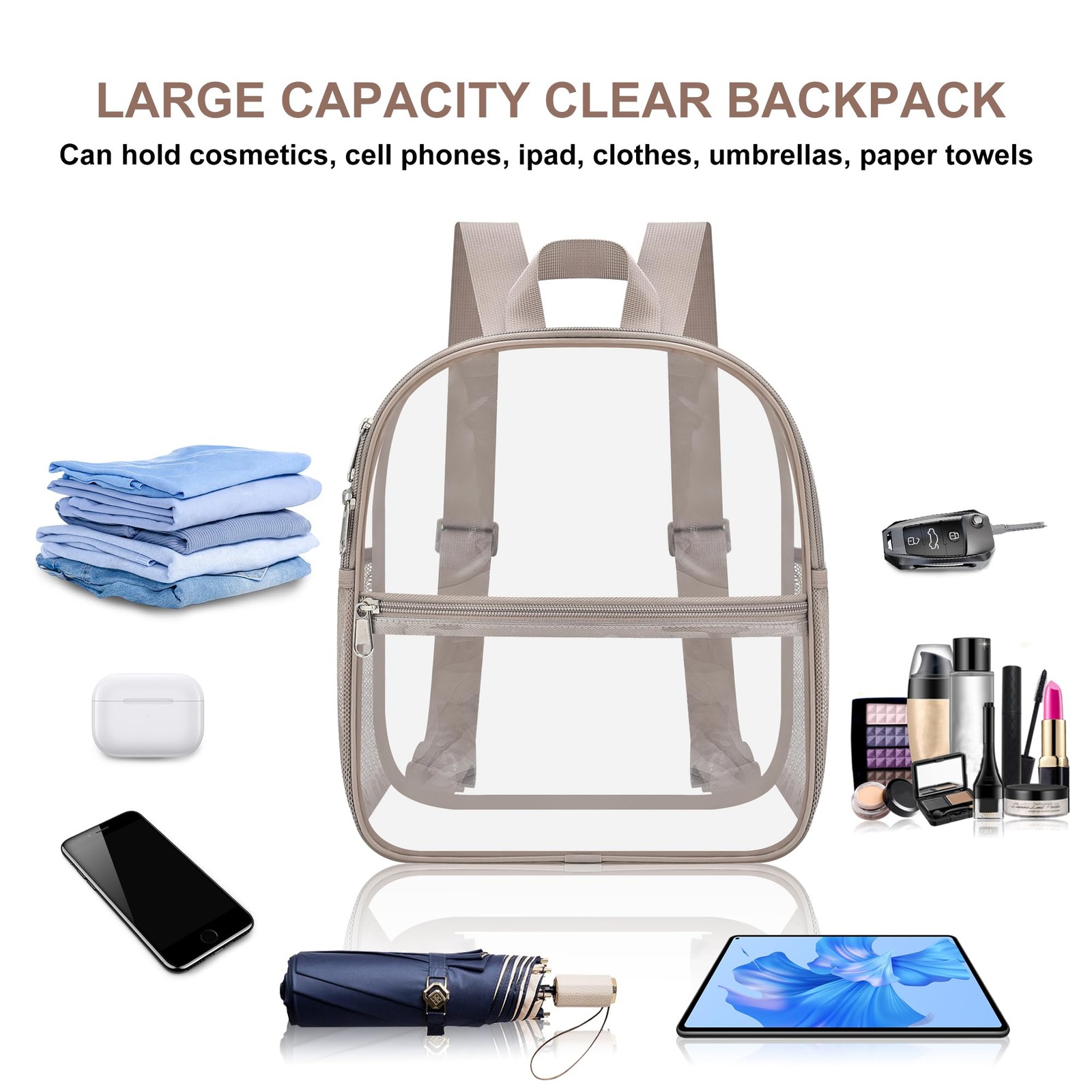 Clear Backpack for Stadium Events Waterproof Small Bag 12x6x12 Inch Adult