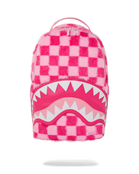 Sprayground Furzilla Shark Pink Check Backpack BRAND NEW