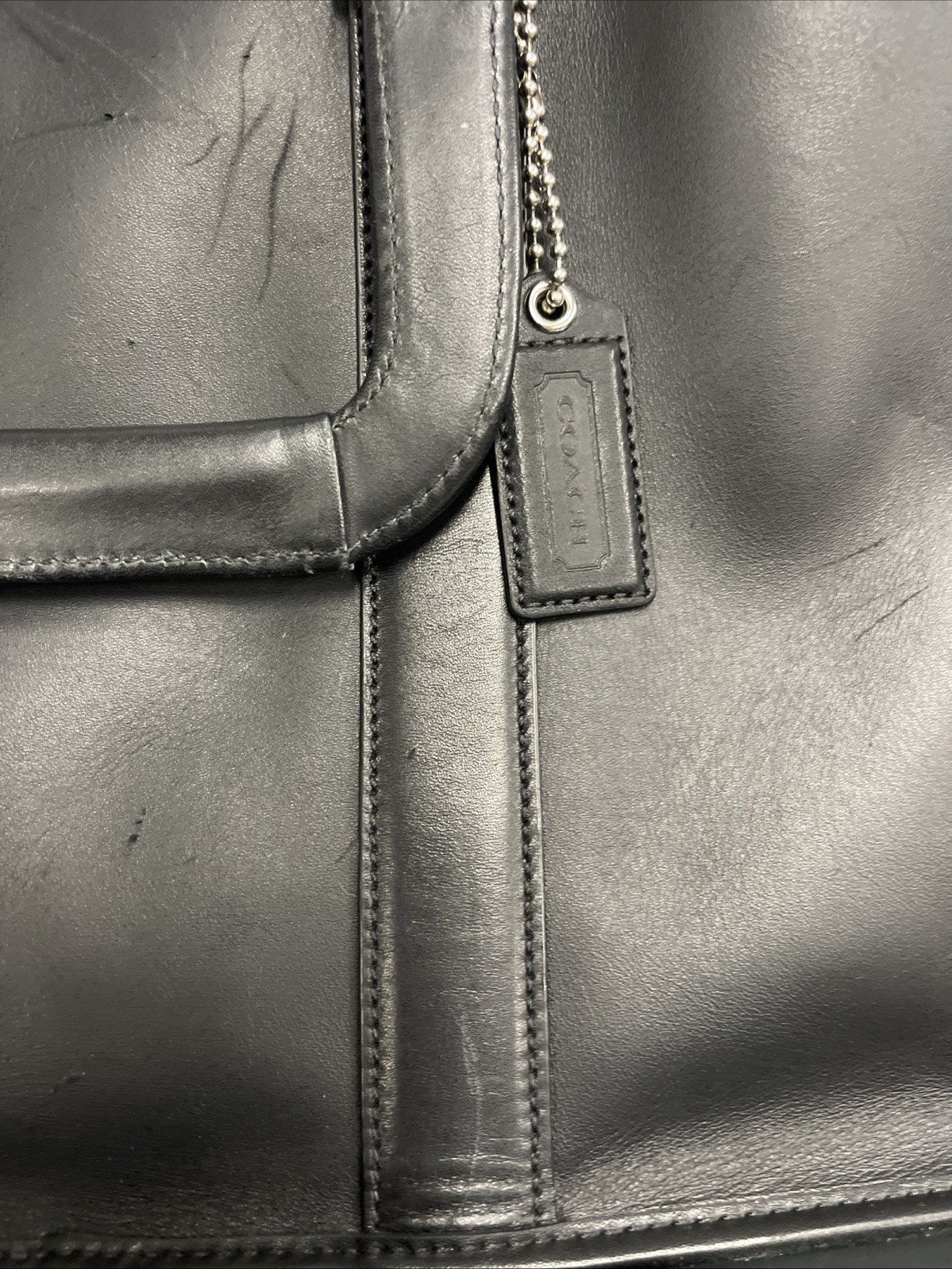 Coach Metropolitan Slim Leather Briefcase Black Crossbody Bag