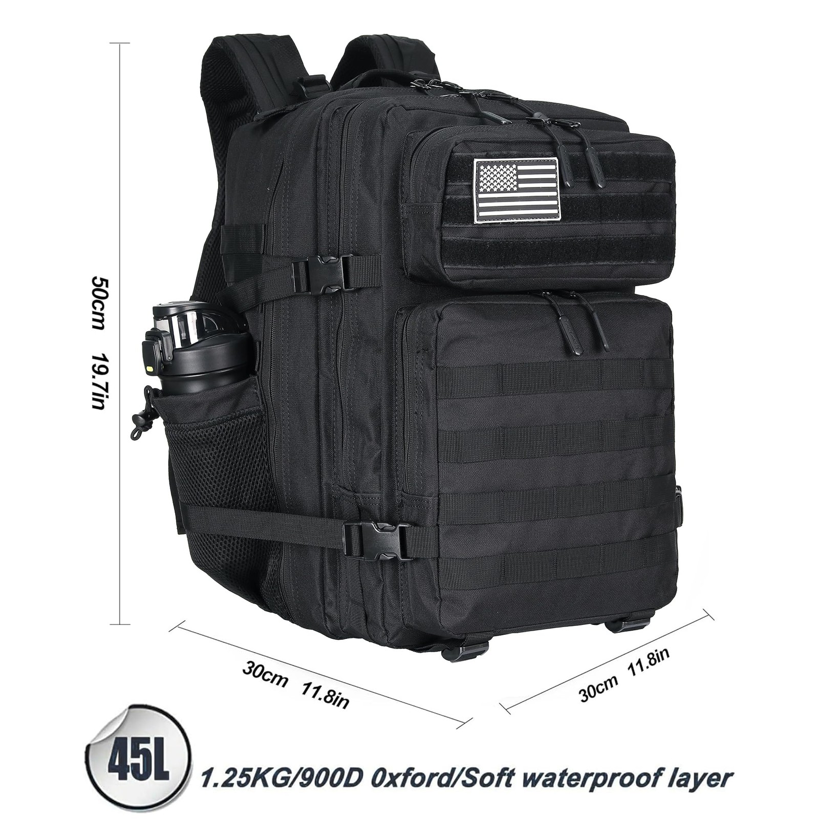 45L Tactical Assault Backpack 3 day assault pack with Molle Waterproof backpa…