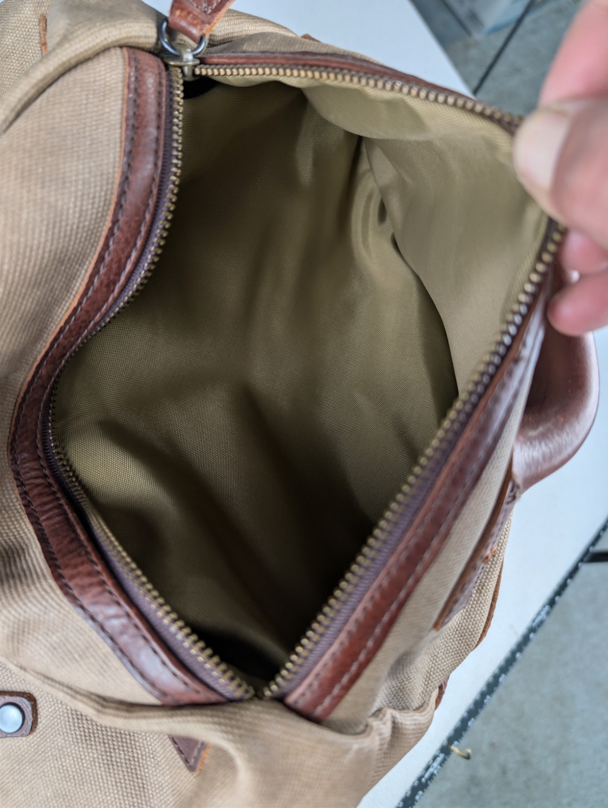 Buffalo Jackson Dakota Waxed Canvas Duffle Bag Leather Has Strap Missing Handles