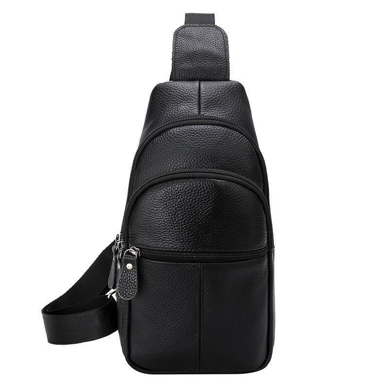 Men’s Genuine Leather Sling Bag Vintage Chest Crossbody Shoulder Multi Pockets M