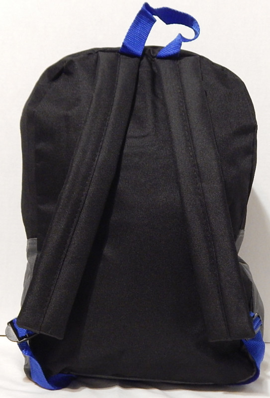 Backpack Basic Style Tribal Stripes Design Black Grey and Blue Trim 17 x 5 x 12