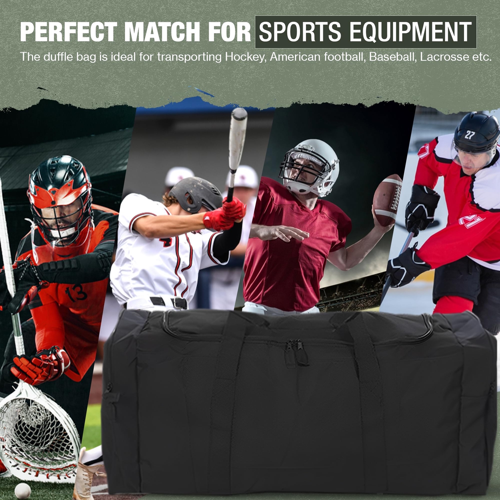 Heavy Duty Hockey Bag | Multi Pocket Travel Duffel Bag | Large Sports Gym bag…
