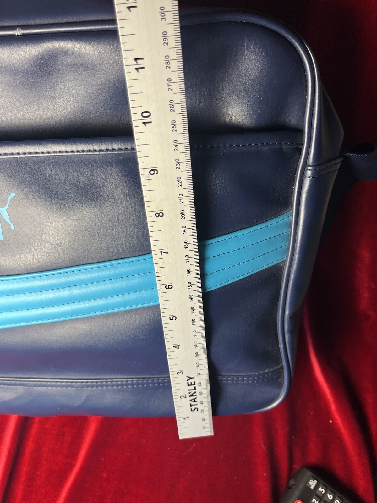 PUMA Messenger Bag Teal Turquoise Blue Stripe 90’s Y2K Retro Vinyl Puma Bag GUC