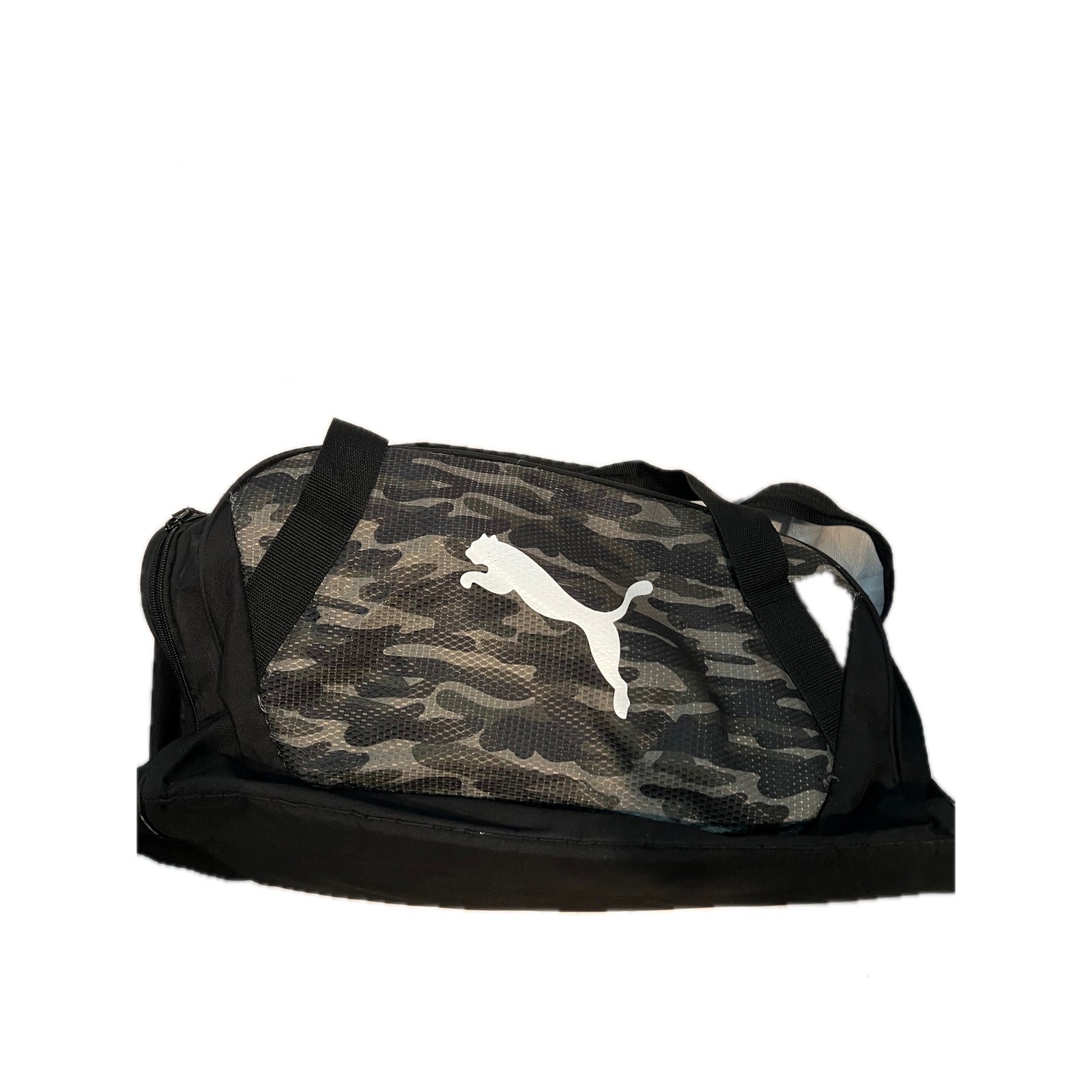 Puma Training Black Gray Camo Duffel Bag 20″x10″x10″