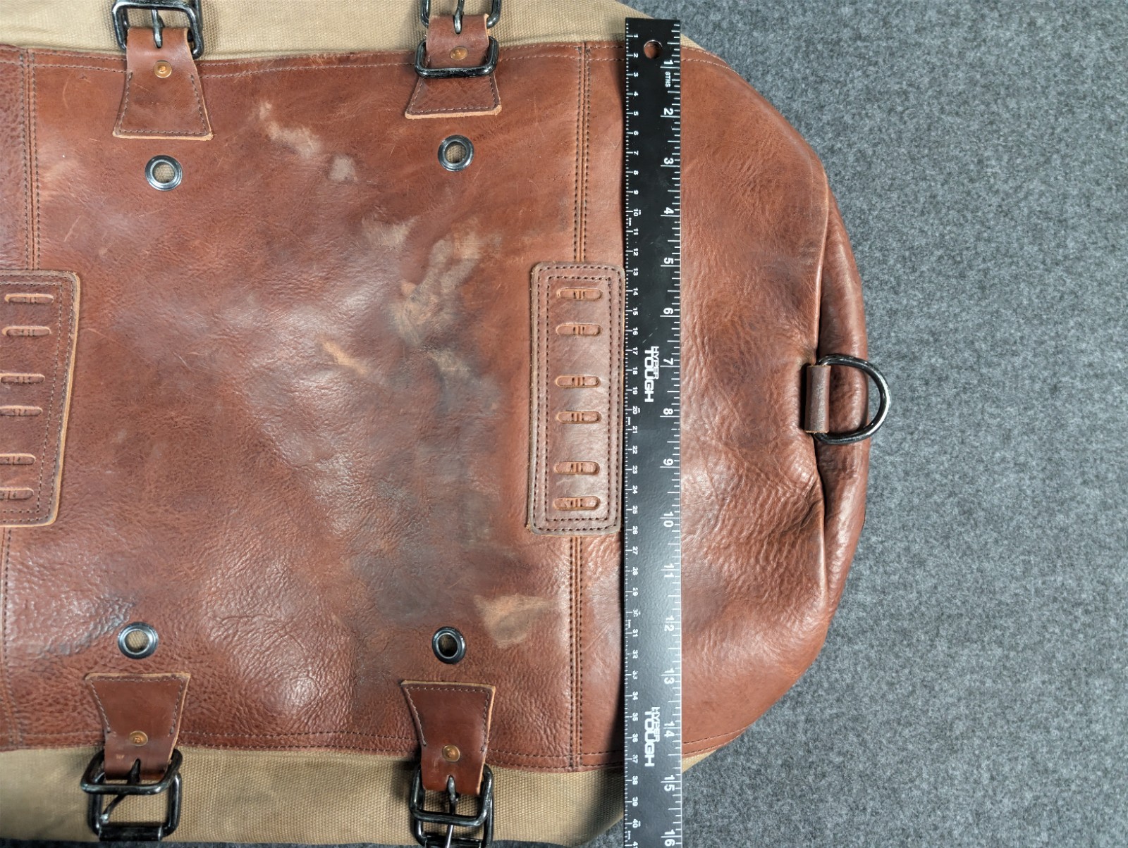 Buffalo Jackson Dakota Waxed Canvas Duffle Bag Leather Has Strap Missing Handles