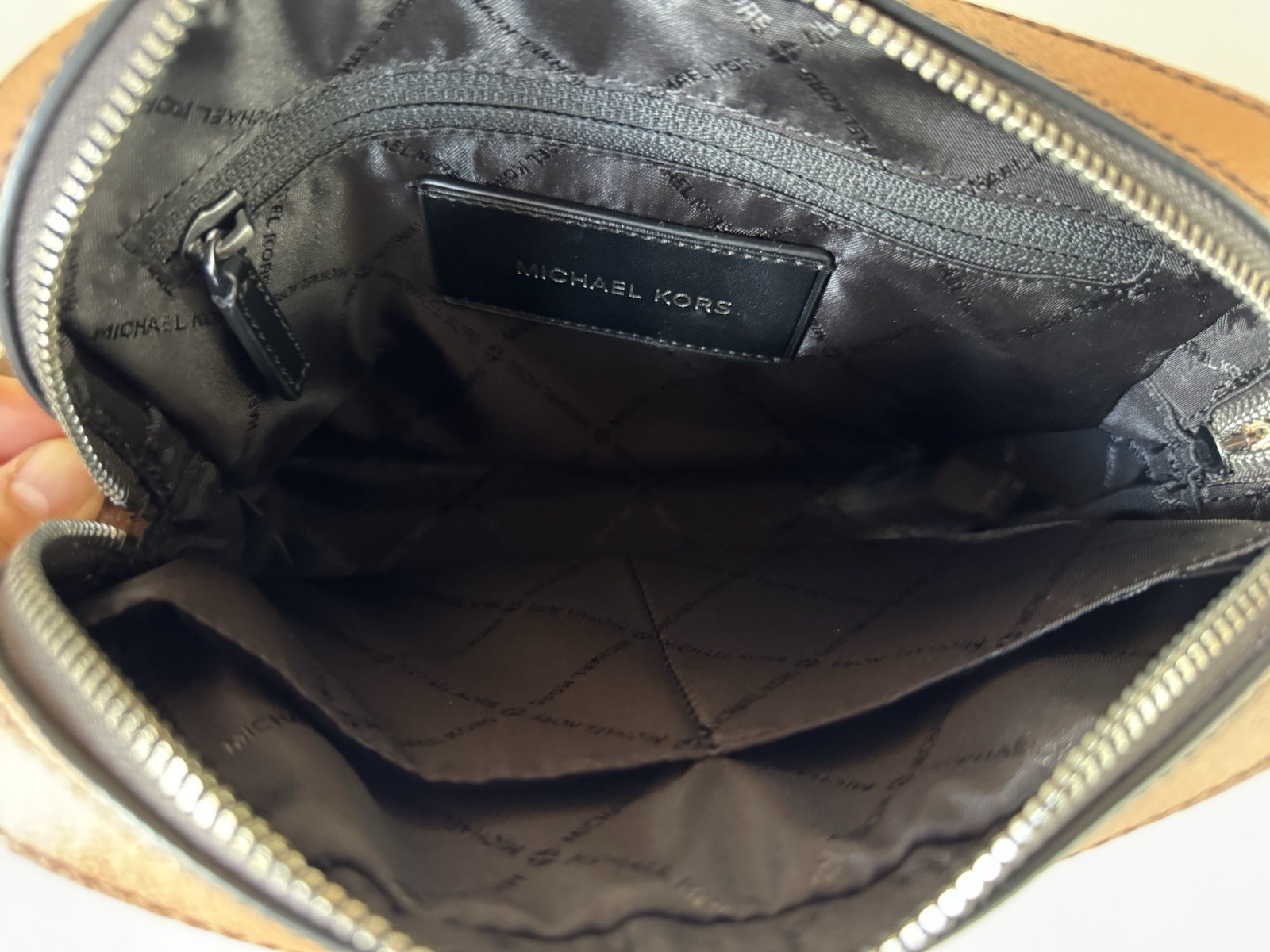 Michael Kors Cooper Utility Crossbody Flight Bag MK Brown/Pop Orange