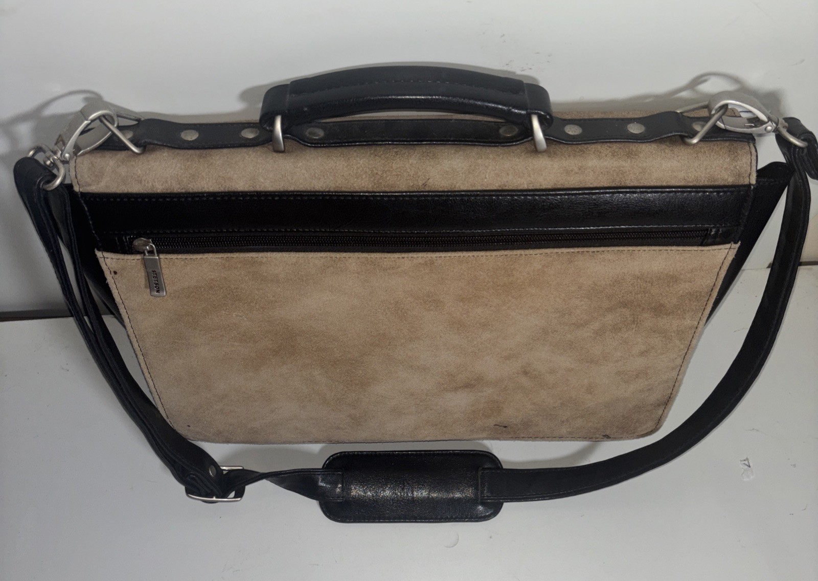 Vintage Stetson Leather Briefcase Messenger MANbag 15×12 Inch Distressed Rugged