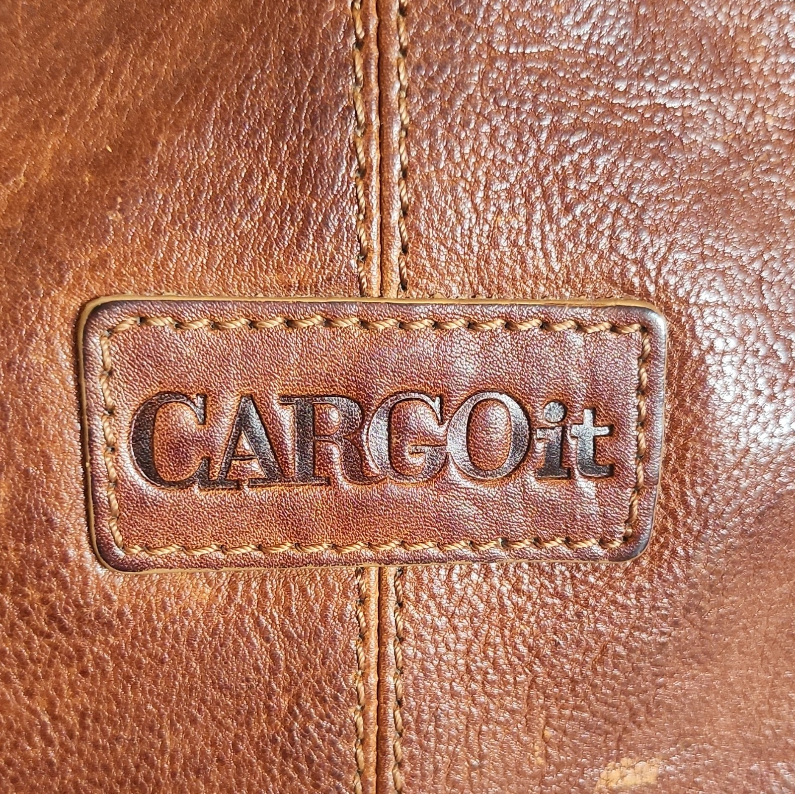 CARGOit Men’sLeather Brown Crossbody Bag Zip Buckle Snap, Pockets, Canvas Strap