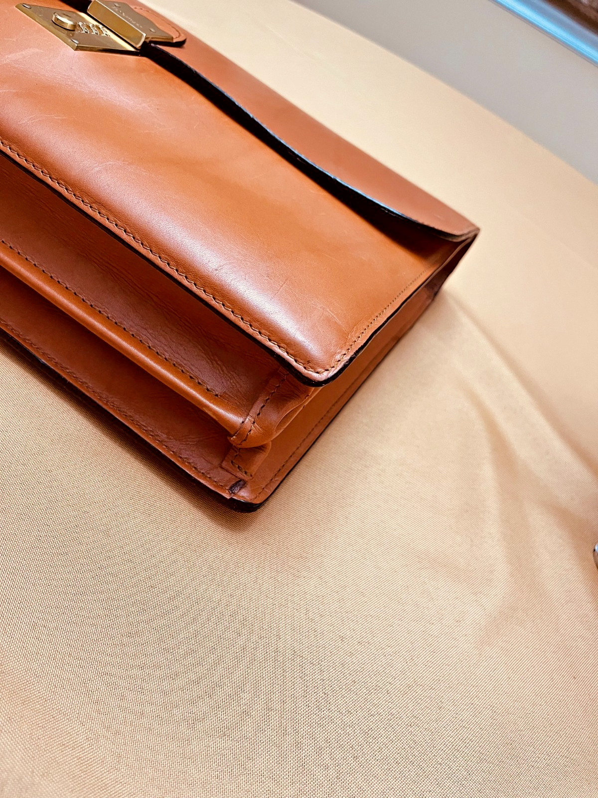 SCHLESINGER BROTHERS English Tan Heavy Leather Briefcase / Lawyer Bag – USA