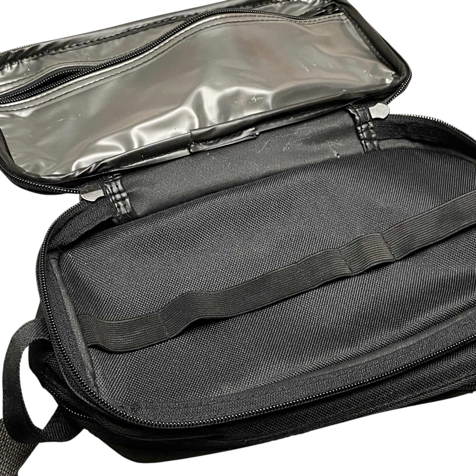 Samsonite Black Canvas Shaving Kit Dopp Toiletry Bag 2 Compartments + Pocket