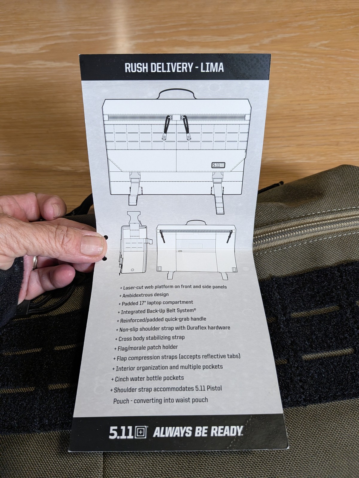 5.11 Tactical Rush Delivery Lima Messenger Bag 17″ Laptop Shoulder EDC Green NEW