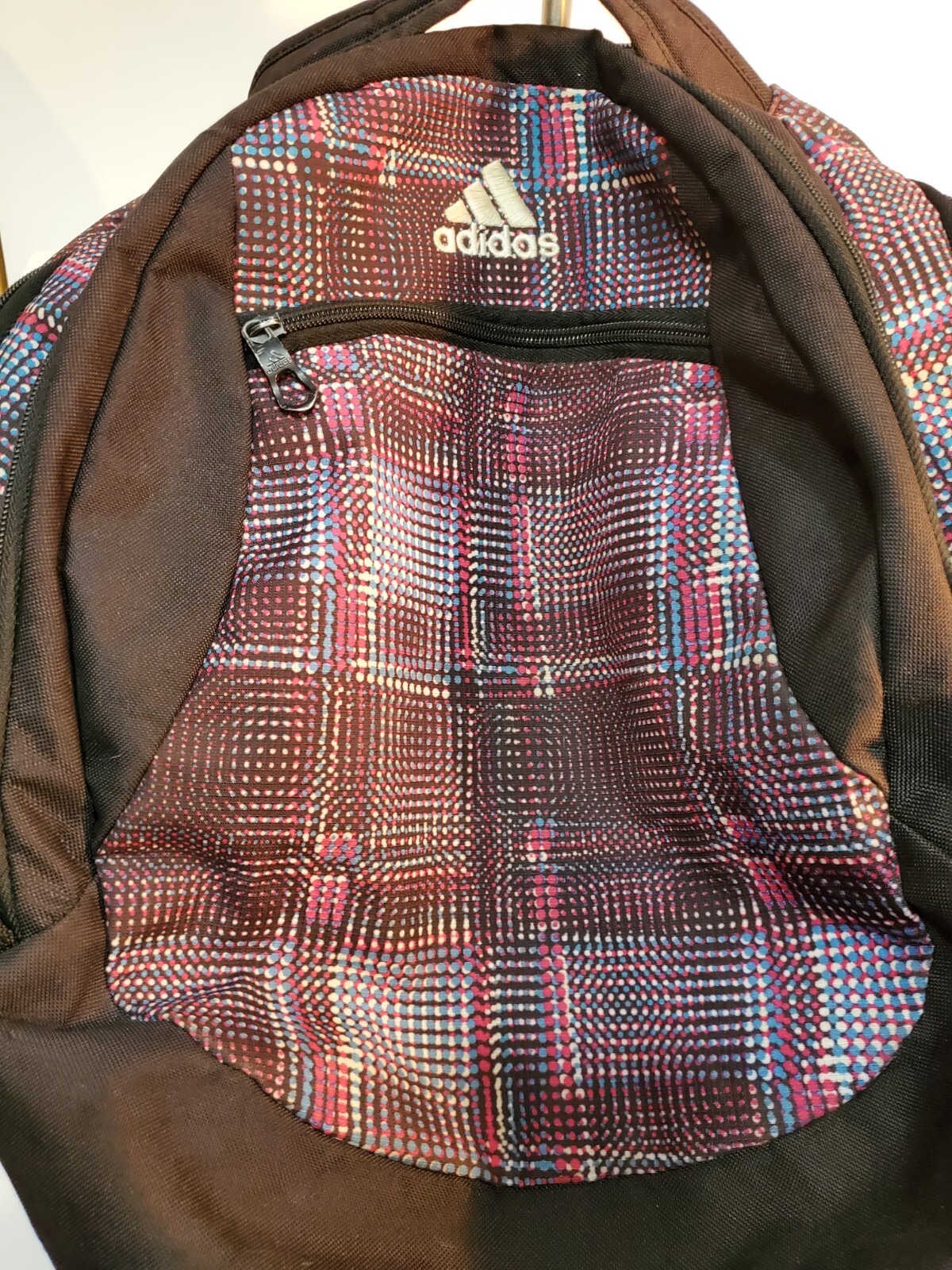 Adidas Backpack Black Multicolor Laptop Sleeve Load Spring Straps Mesh EUC