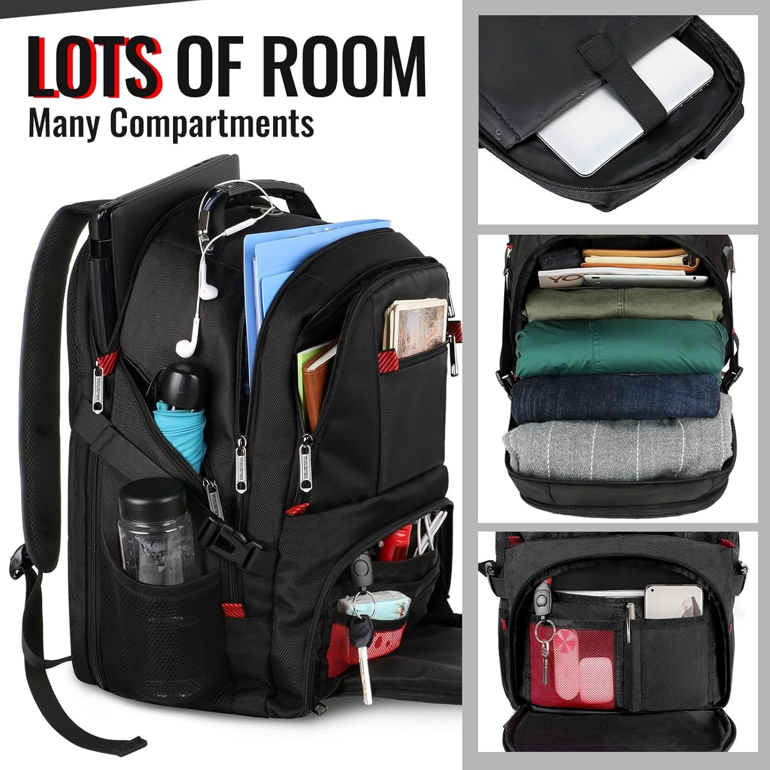 Travel Backpack Extra Large 50L Laptop Backpacks for Men Women Water Resistant
