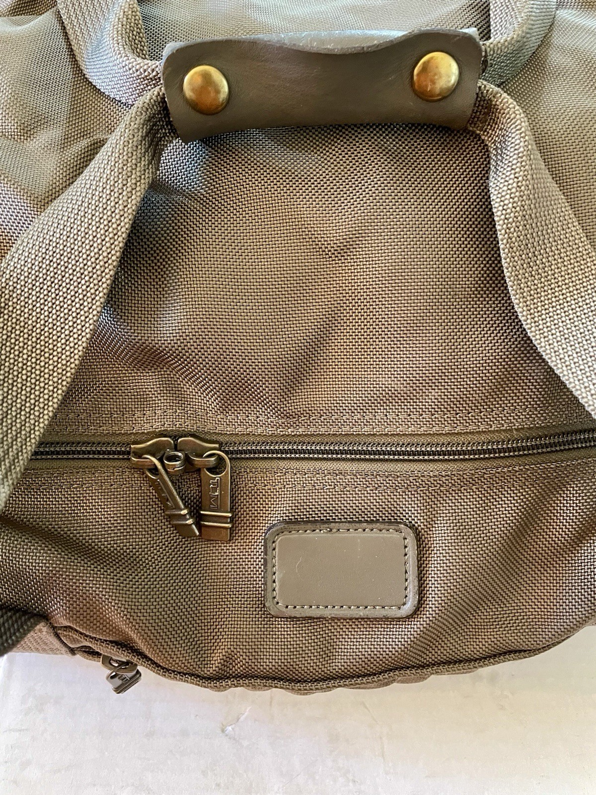 Vintage TUMI Khaki Bronze Ballistic Nylon Travel Duffle Bag Weekend Carry On 22”
