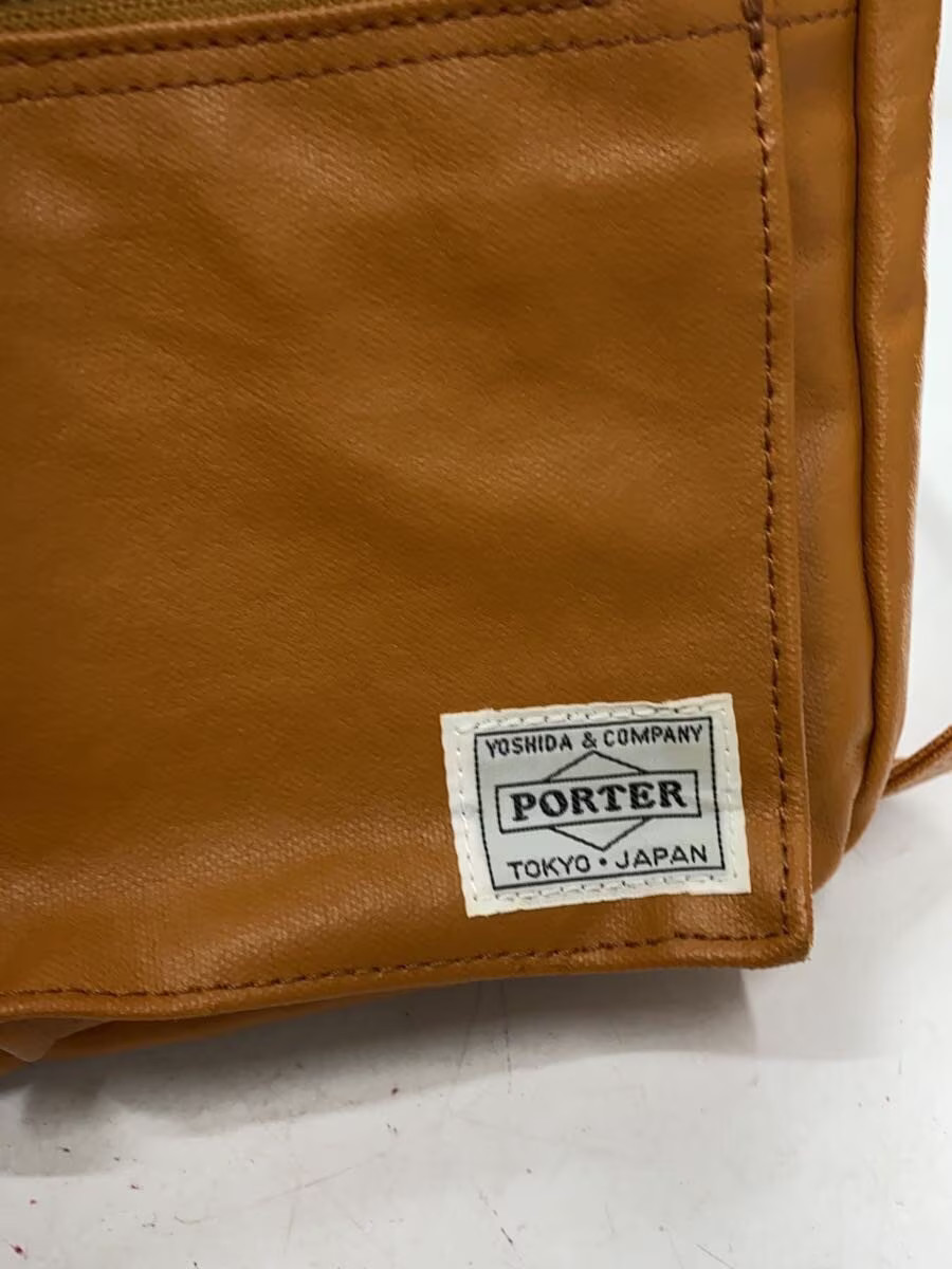 PORTER Shoulder Bag Leather Camel Plain