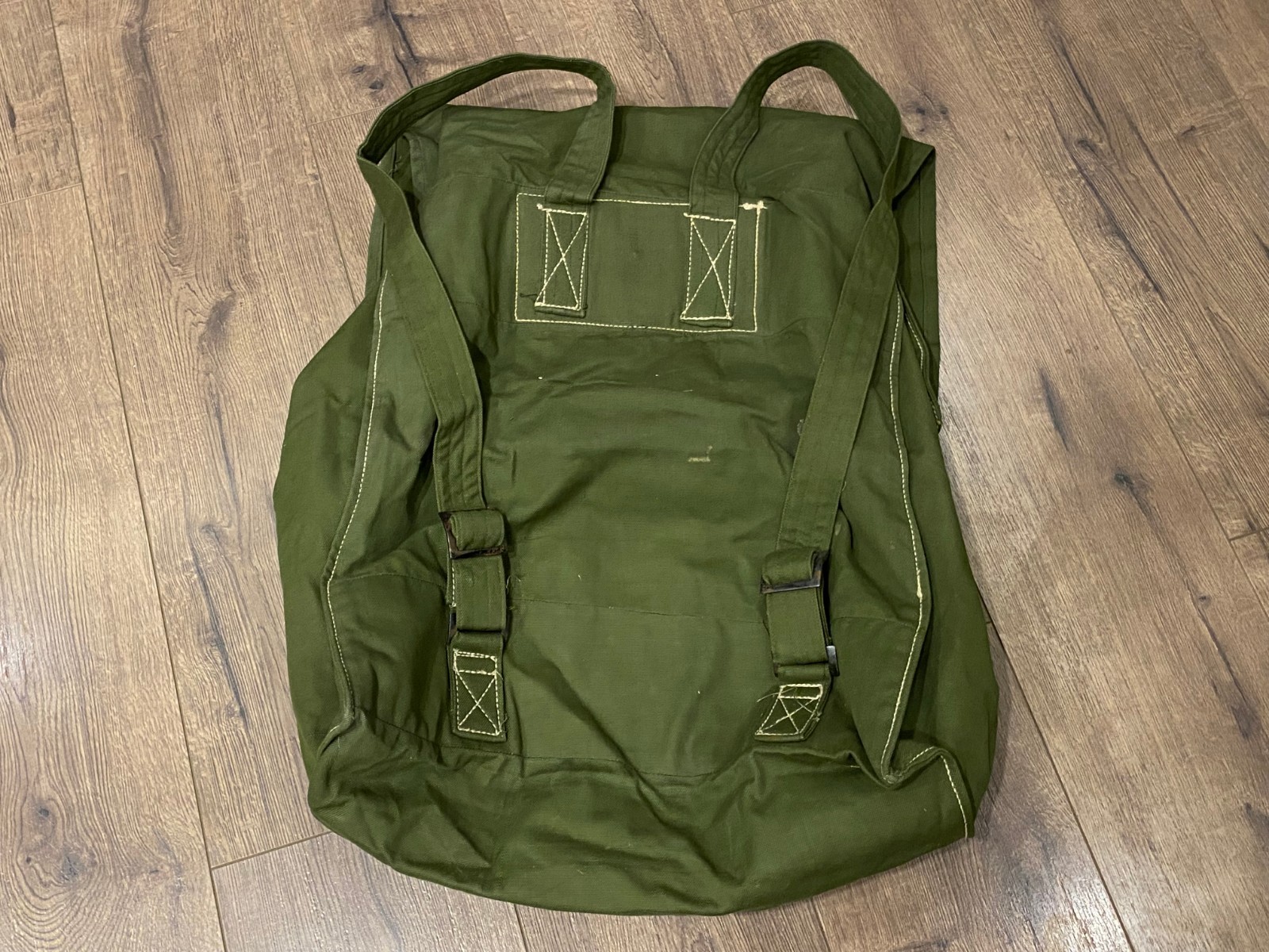 VINTAGE ALBANIA SOLDIER BACKPACK GREEN BAG ARMY MILITARY COMMUNIST ERA #0429