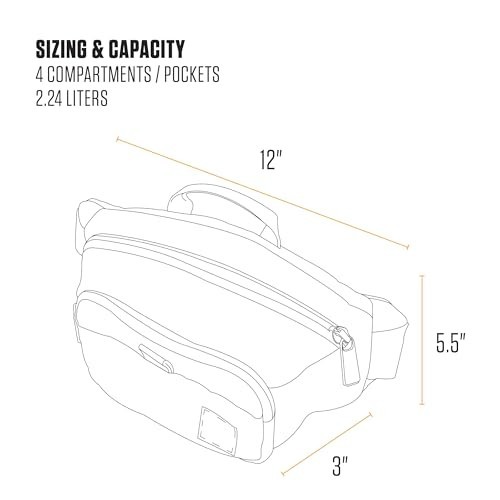 Durable Adjustable Sling Bag – 600-Denier Water Resistant Hip Pack for Travel