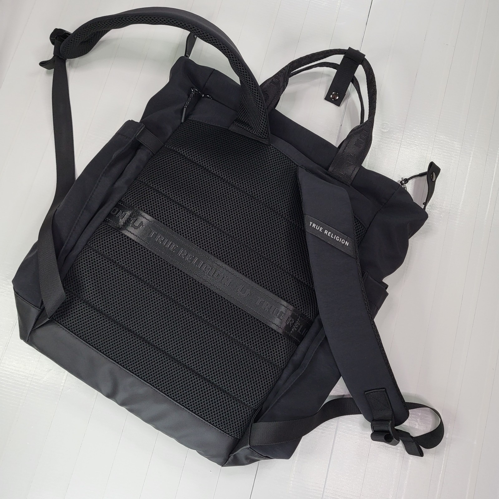 True Religion Black Lightweight Backpack New with Tags Mens Bag Handle Authentic