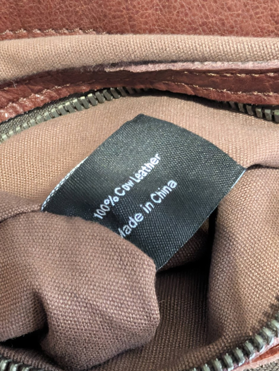 Liebeskind Berlin Two-Tone Leather Messenger Crossbody Heavy Hardware Bag Brown