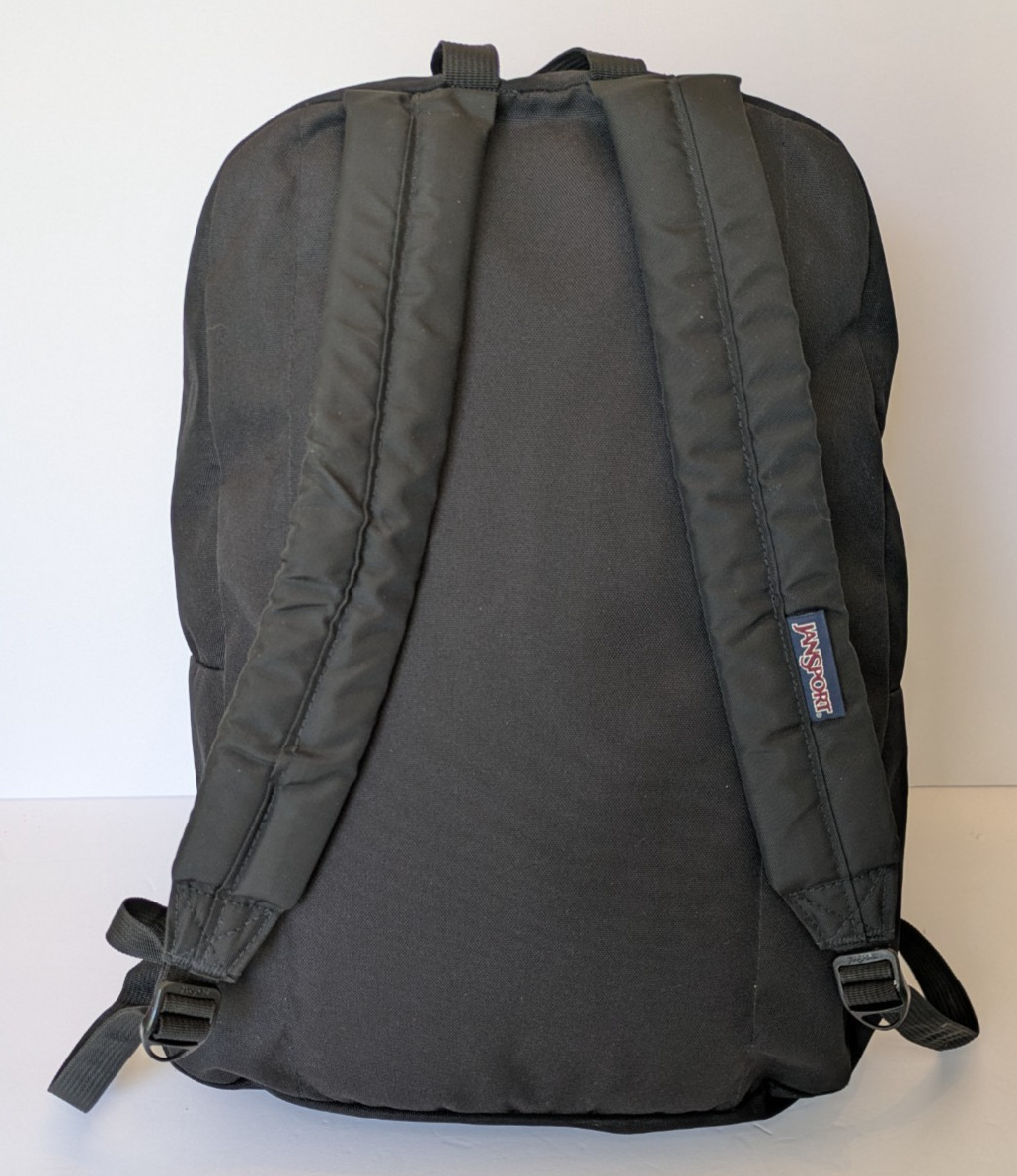 Jansport T501 Superbreak Backpack- Black Embroidered Skull w/ Rose Cali Rt 1