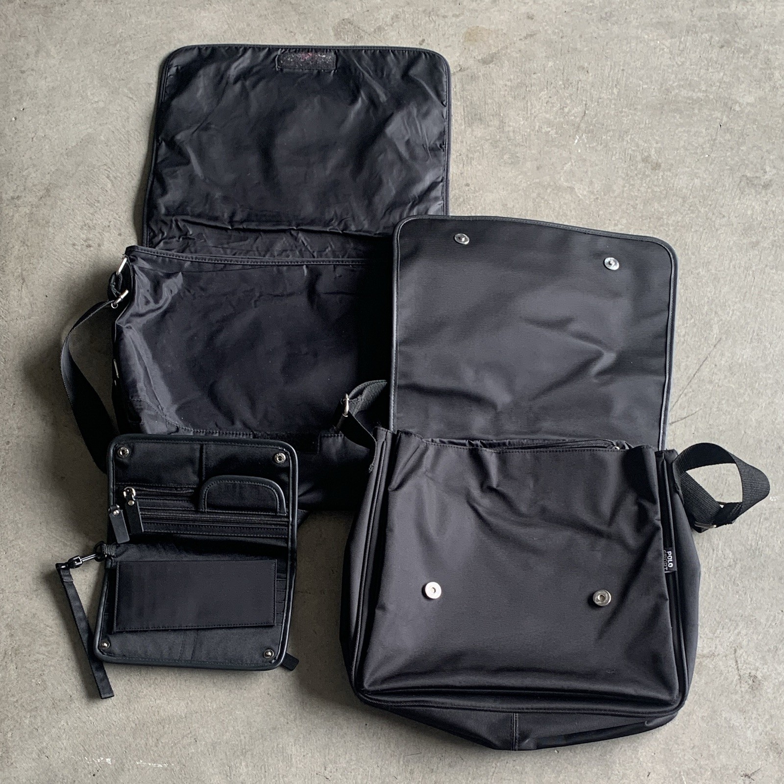 Polo Sport Black Messenger Bag Set w/ Pouch, Adjustable Strap, Zip/Magnetic