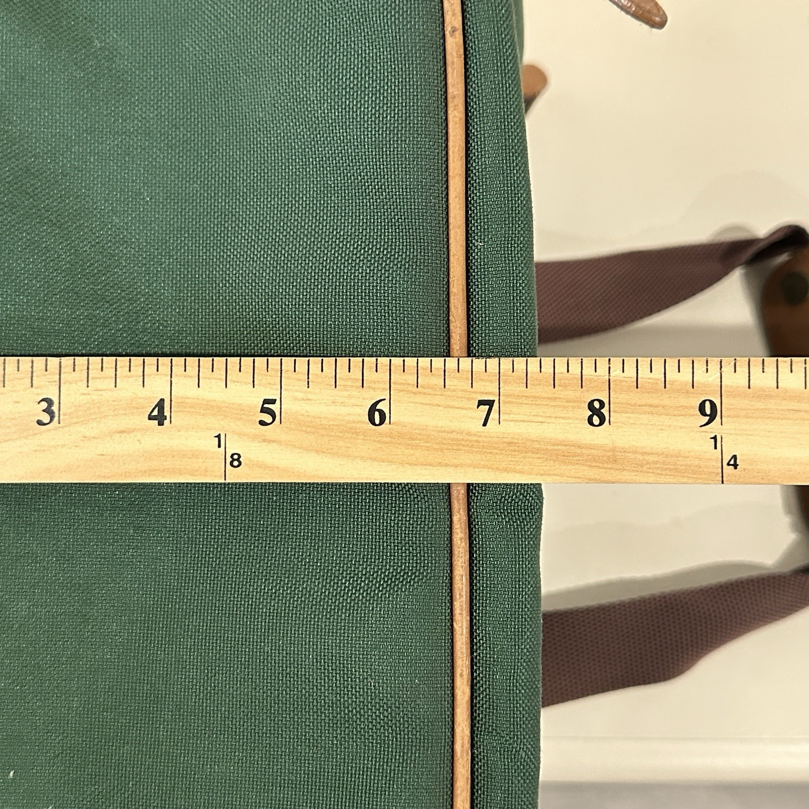 Vintage 90s L.L. Bean Canvas Carry On Bag Green Leather Trim Duffle *FLAW*
