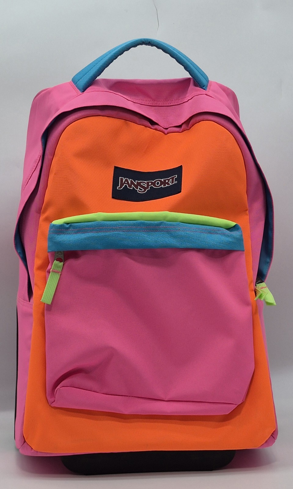JanSport Rolling School Backpack Carry On Travel Luggage Neon Lrg THE9 Rare VHTF