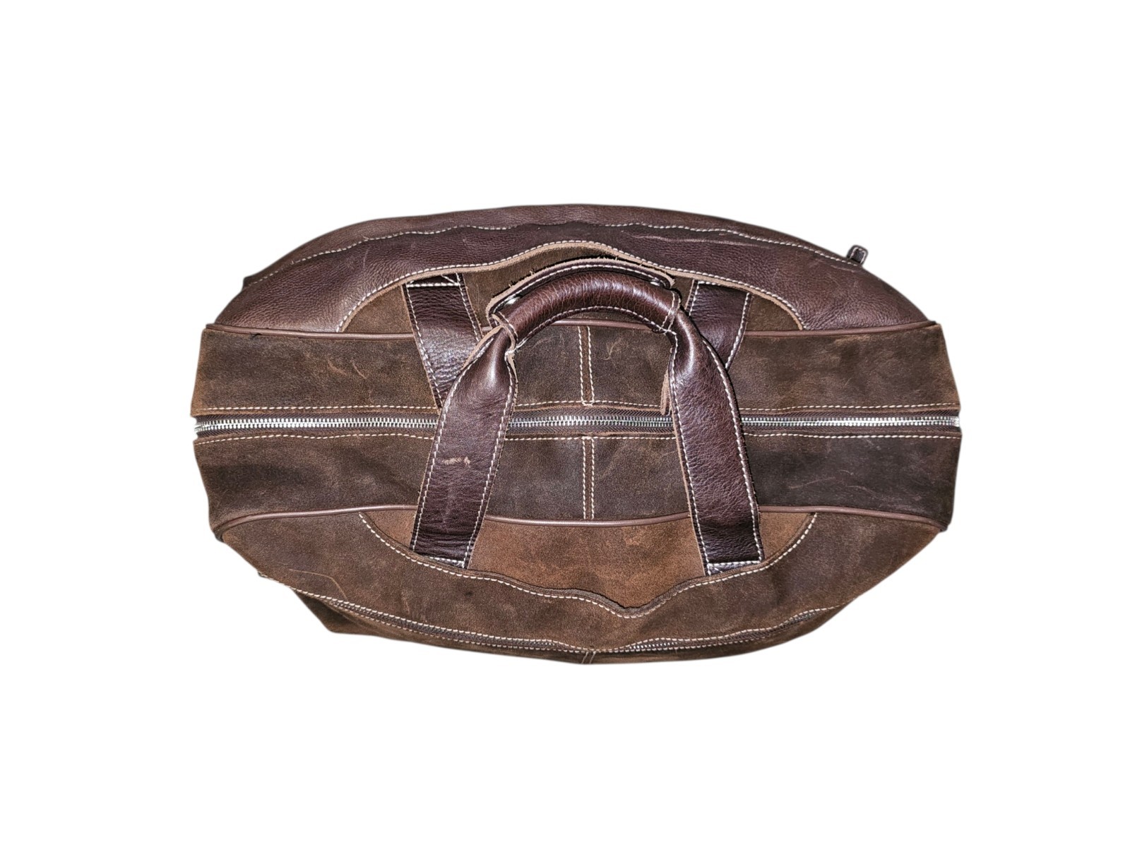 Wilsons Pelle Studio Mens Brown Leather/Suede Duffle Gym Travel Weekender Bag