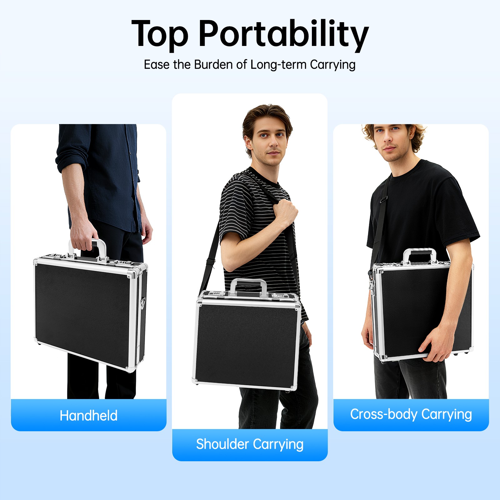 Aluminum Hard Case Big Capacity with Combination Lock Briefcase with Pocket New