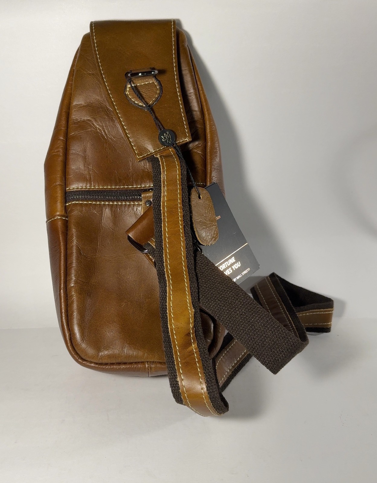 Bullcaptain Genuine Leather Sling Bag Men’s Chest Crossbody Brown 82330